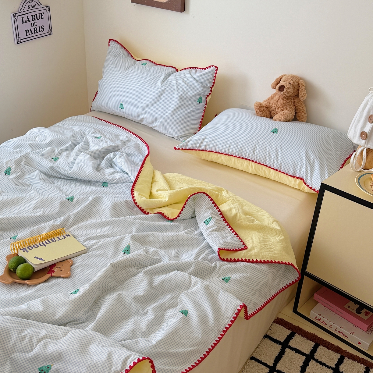 91家纺网 家纺一手货源 找家纺 顾里家纺 2026新款韩风刺绣云朵棉夏被夏凉被空调被 圣诞树