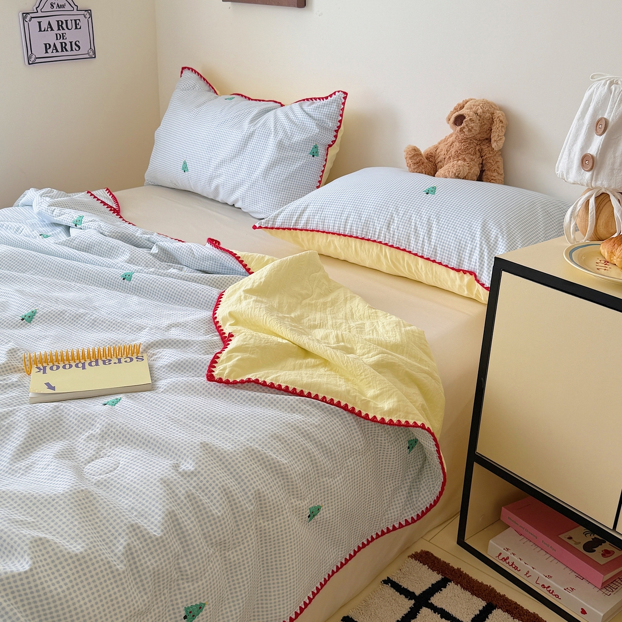 91家纺网 家纺一手货源 找家纺 顾里家纺 2026新款韩风刺绣云朵棉夏被夏凉被空调被 圣诞树