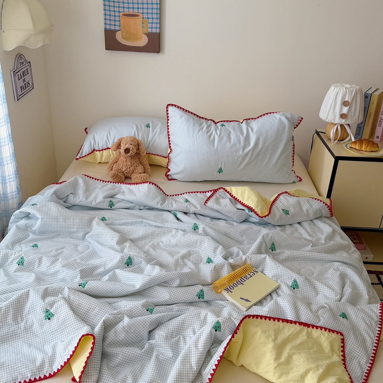 91家纺网 家纺一手货源 找家纺 顾里家纺 2026新款韩风刺绣云朵棉夏被夏凉被空调被 圣诞树