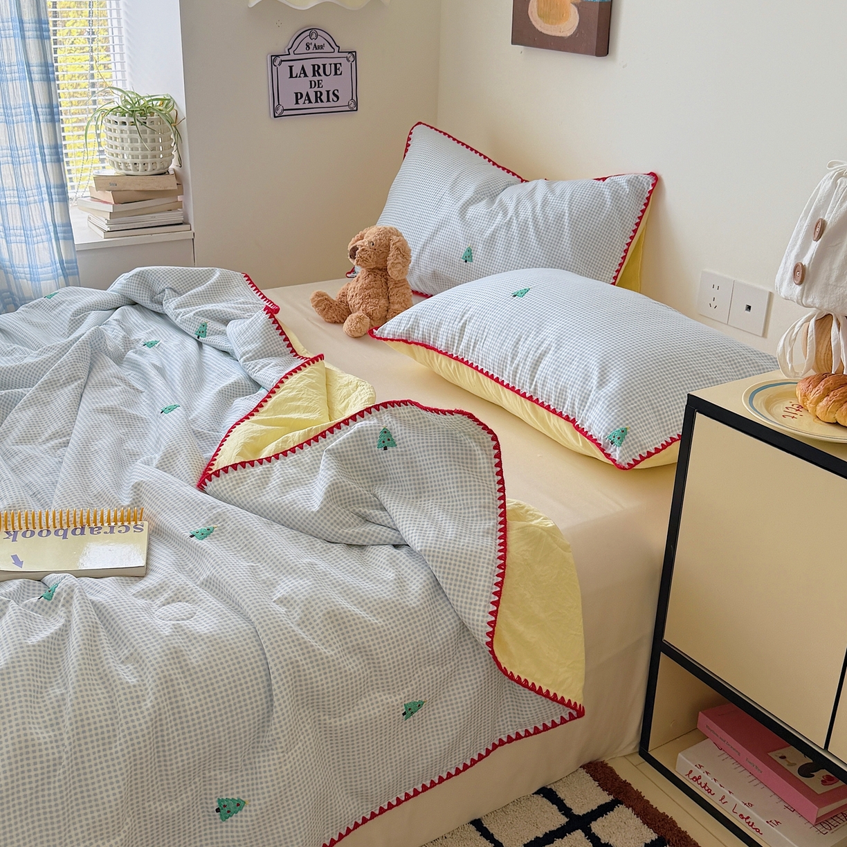 91家纺网 家纺一手货源 找家纺 顾里家纺 2026新款韩风刺绣云朵棉夏被夏凉被空调被 圣诞树