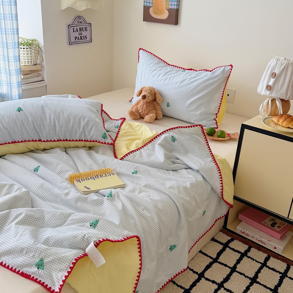 91家纺网 家纺一手货源 找家纺 顾里家纺 2026新款韩风刺绣云朵棉夏被夏凉被空调被 圣诞树