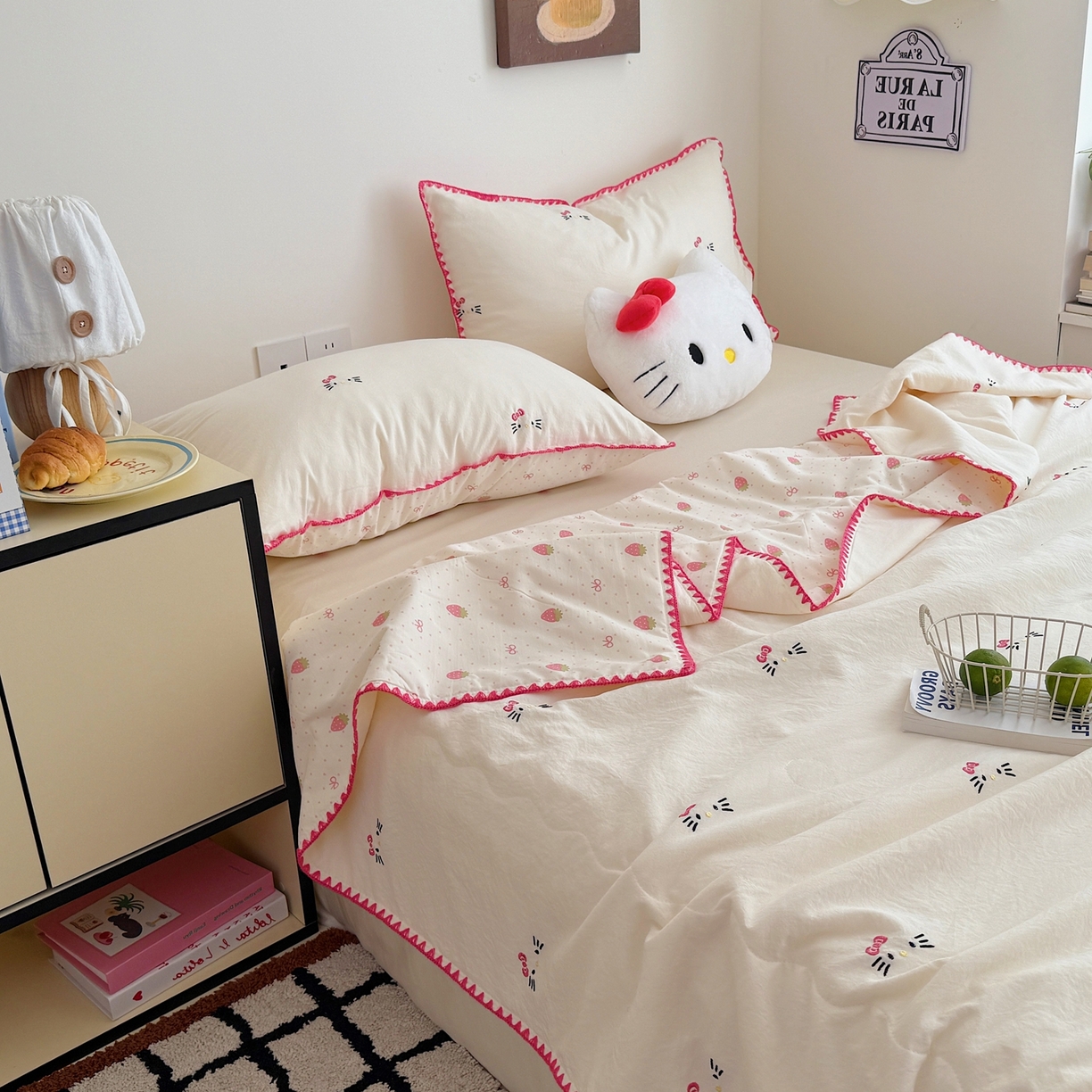 91家纺网 家纺一手货源 找家纺 顾里家纺 2026新款韩风刺绣云朵棉夏被夏凉被空调被 甜心萌物