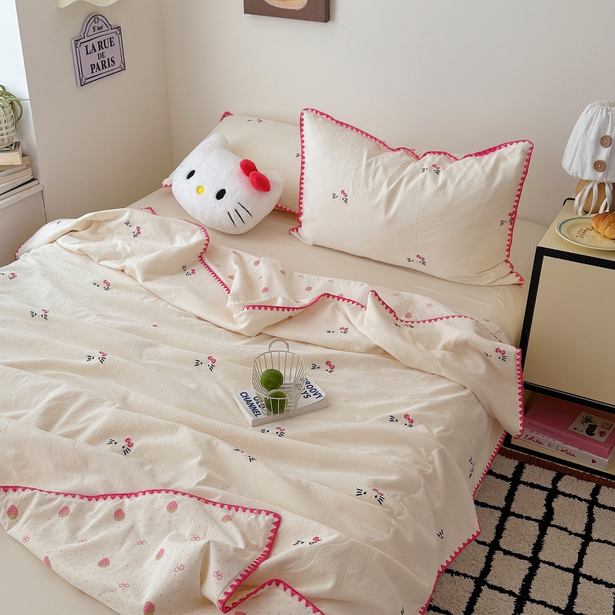 91家纺网 家纺一手货源 找家纺 顾里家纺 2026新款韩风刺绣云朵棉夏被夏凉被空调被 甜心萌物