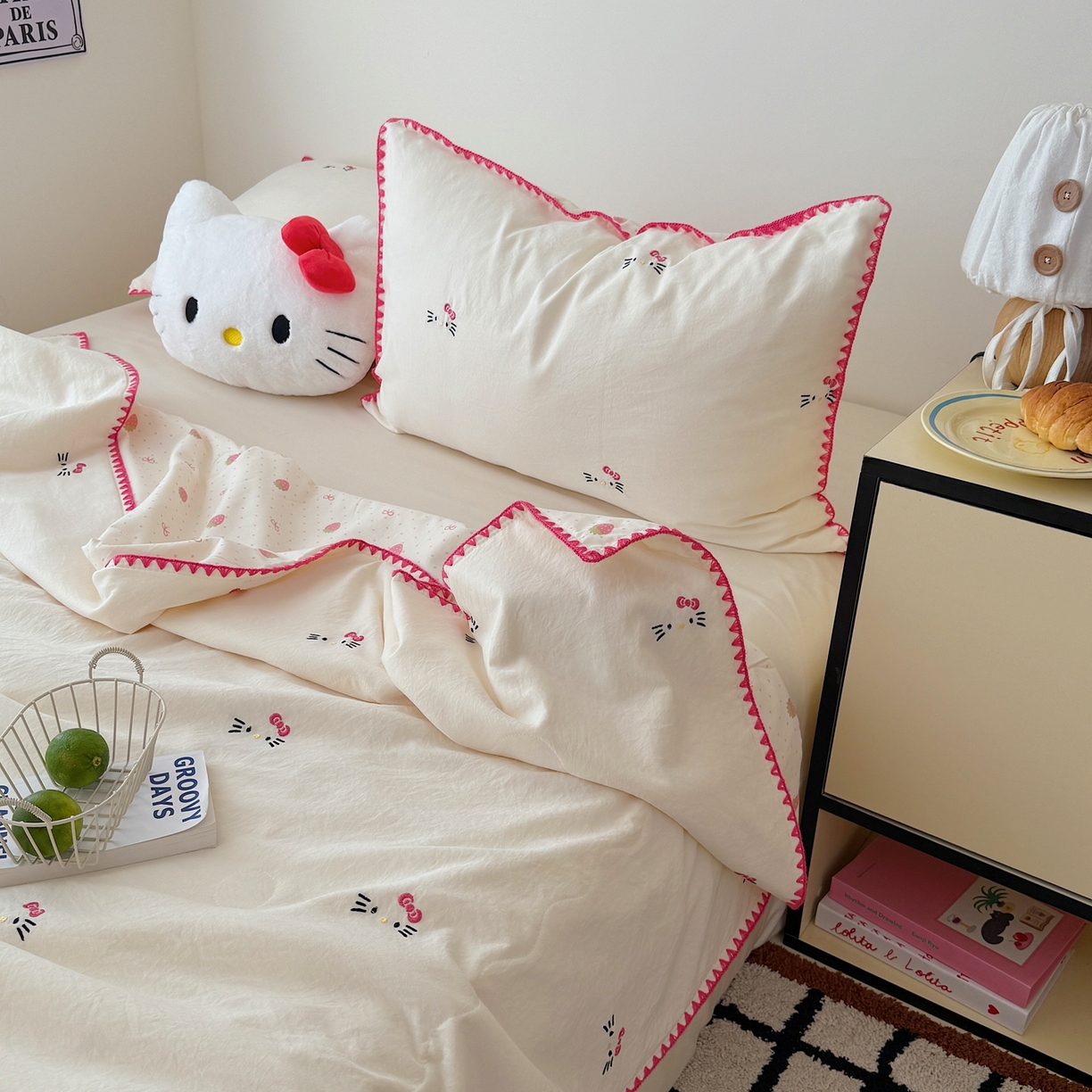 91家纺网 家纺一手货源 找家纺 顾里家纺 2026新款韩风刺绣云朵棉夏被夏凉被空调被 甜心萌物