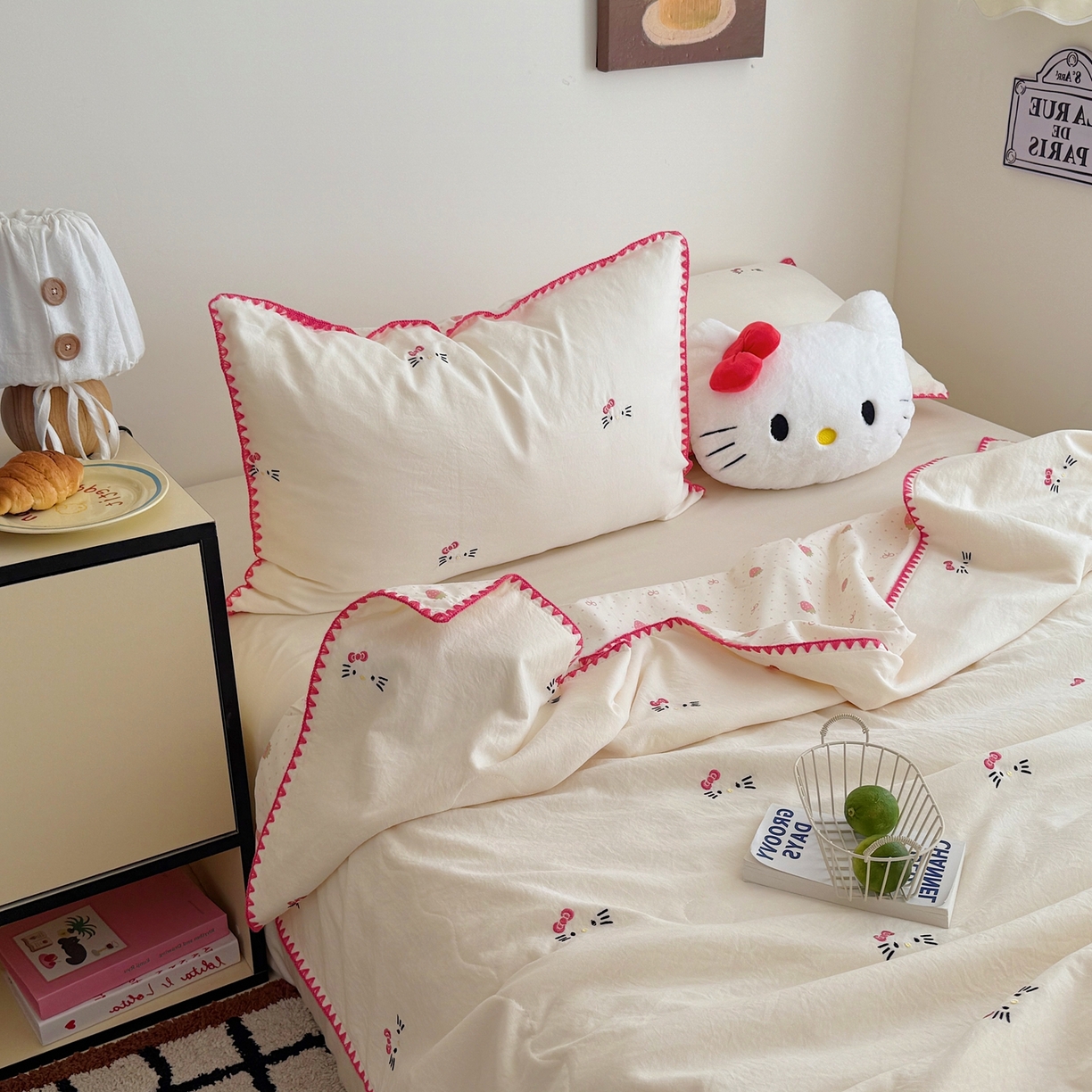 91家纺网 家纺一手货源 找家纺 顾里家纺 2026新款韩风刺绣云朵棉夏被夏凉被空调被 甜心萌物