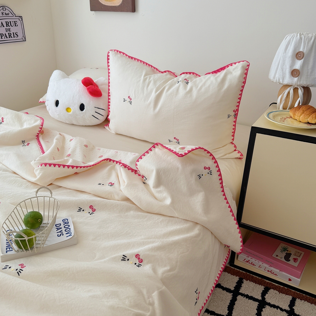 91家纺网 家纺一手货源 找家纺 顾里家纺 2026新款韩风刺绣云朵棉夏被夏凉被空调被 甜心萌物