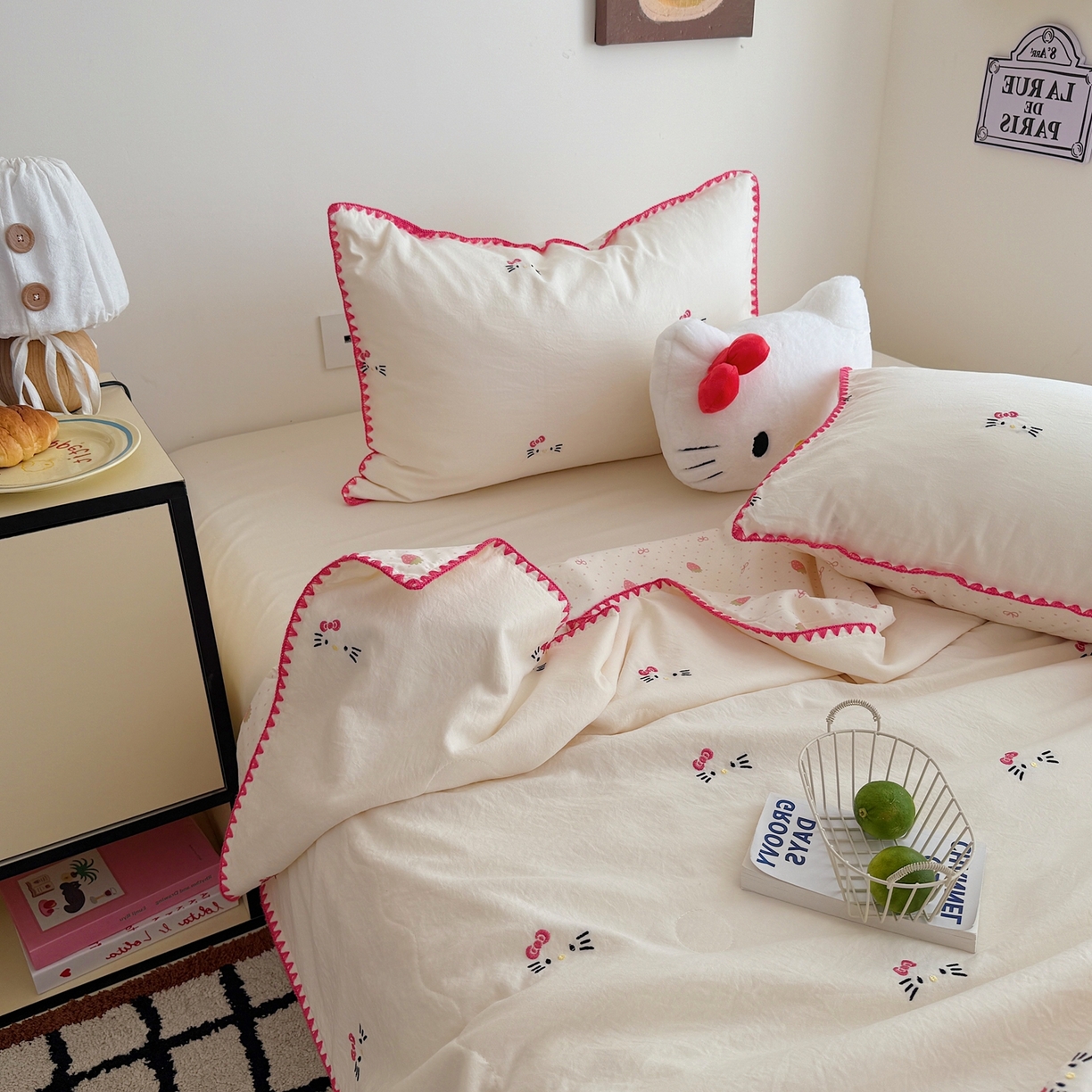 91家纺网 家纺一手货源 找家纺 顾里家纺 2026新款韩风刺绣云朵棉夏被夏凉被空调被 甜心萌物