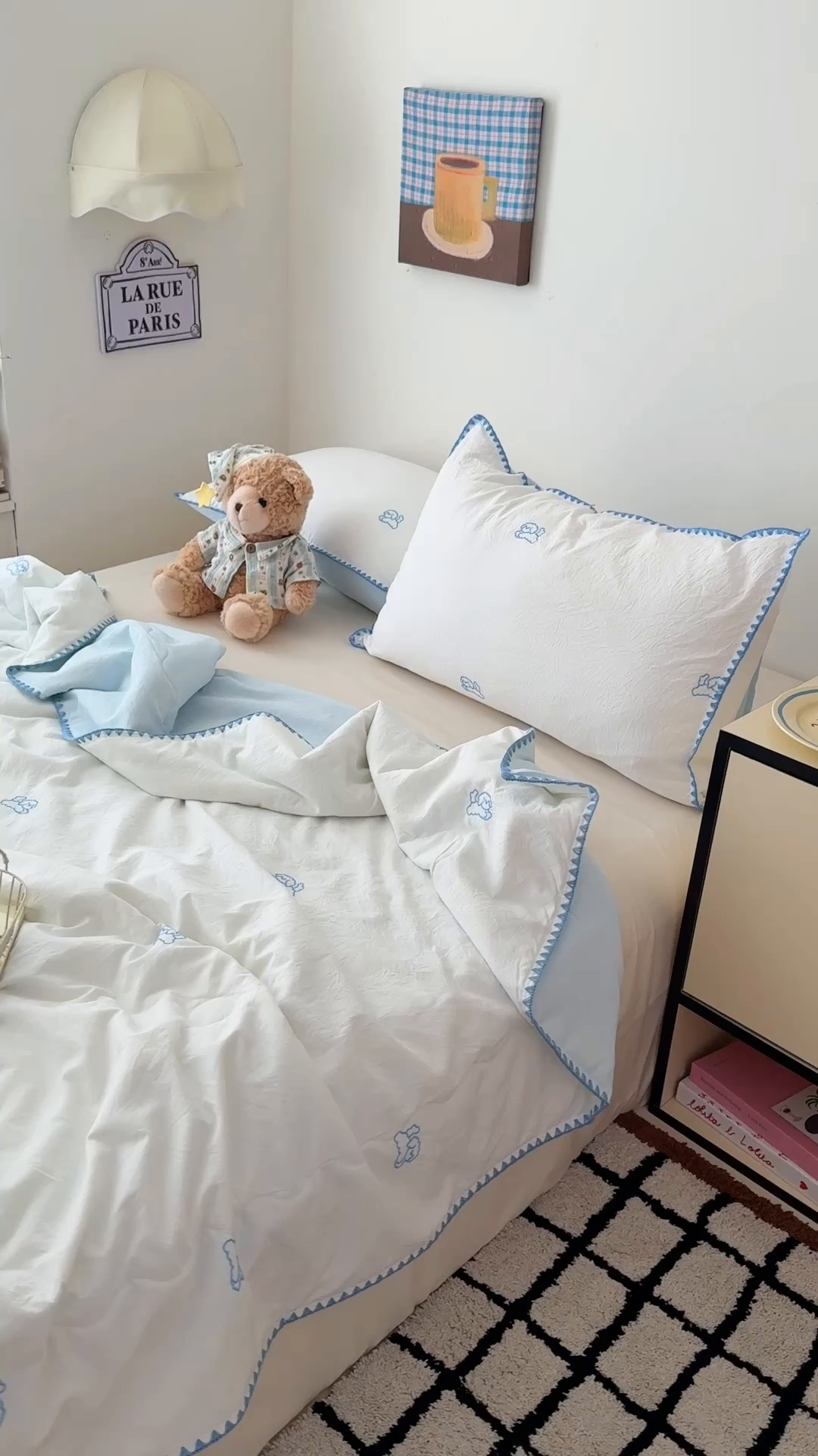 91家纺网 家纺一手货源 找家纺 顾里家纺 2026新款韩风刺绣云朵棉夏被夏凉被空调被 线条狗