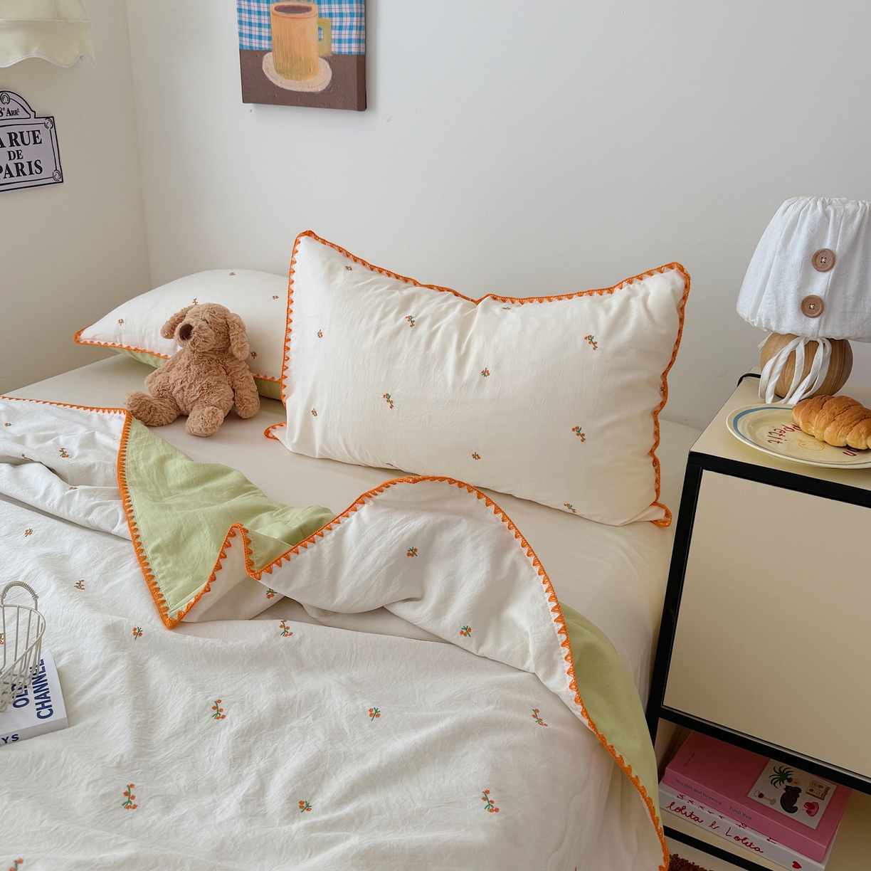 91家纺网 家纺一手货源 找家纺 顾里家纺 2026新款韩风刺绣云朵棉夏被夏凉被空调被 小桔梗