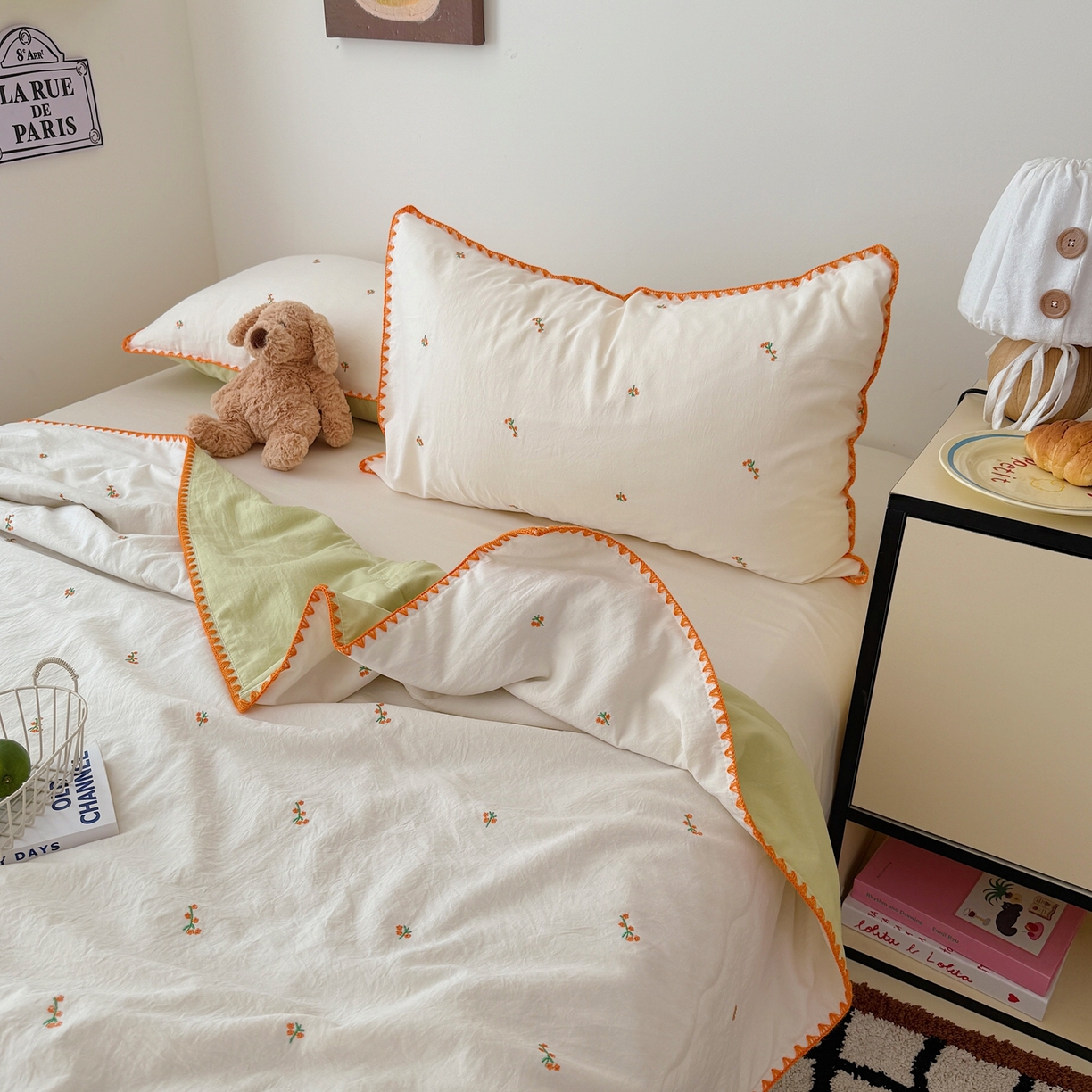 91家纺网 家纺一手货源 找家纺 顾里家纺 2026新款韩风刺绣云朵棉夏被夏凉被空调被 小桔梗