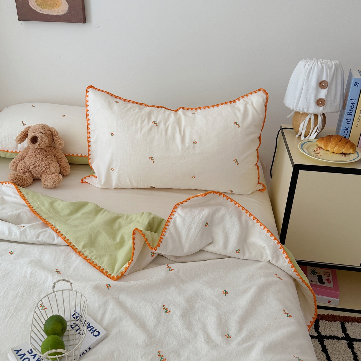 91家纺网 家纺一手货源 找家纺 顾里家纺 2026新款韩风刺绣云朵棉夏被夏凉被空调被 小桔梗