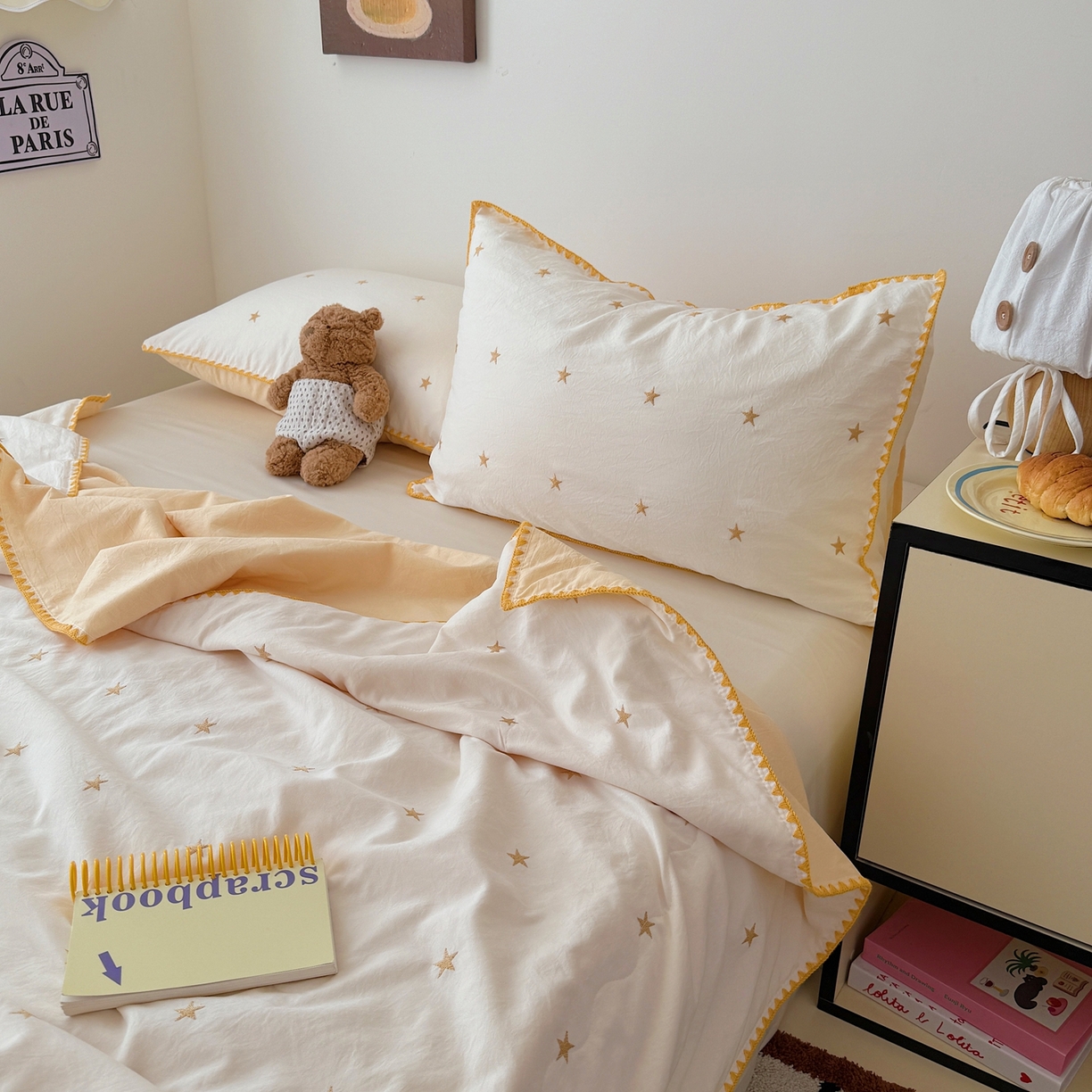 91家纺网 家纺一手货源 找家纺 顾里家纺 2026新款韩风刺绣云朵棉夏被夏凉被空调被 星岛黄