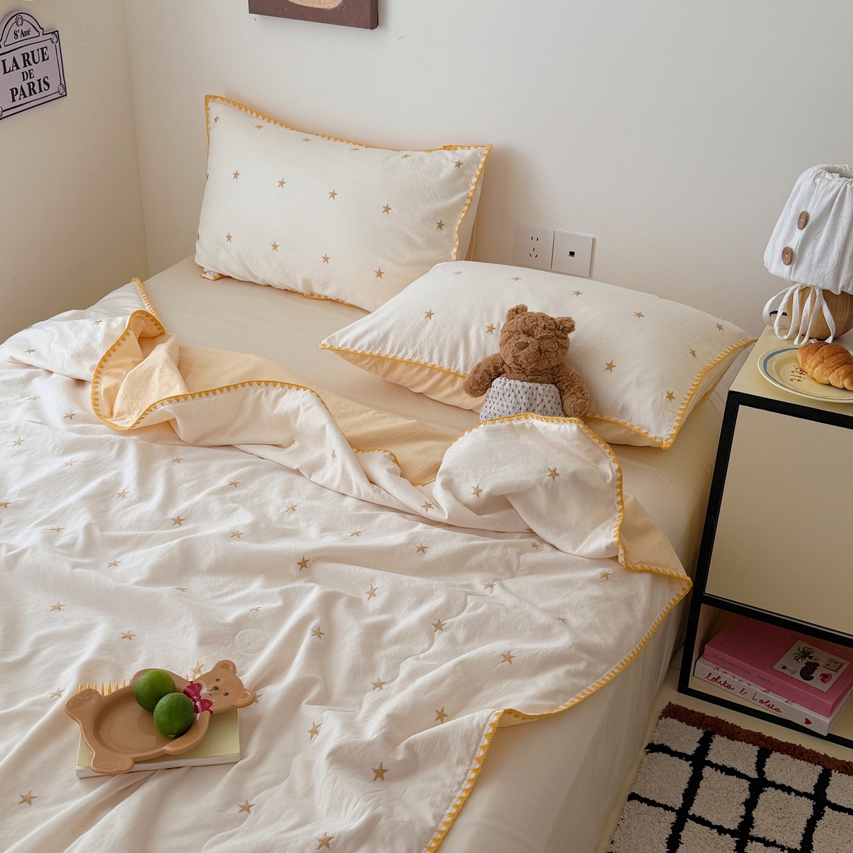 91家纺网 家纺一手货源 找家纺 顾里家纺 2026新款韩风刺绣云朵棉夏被夏凉被空调被 星岛黄