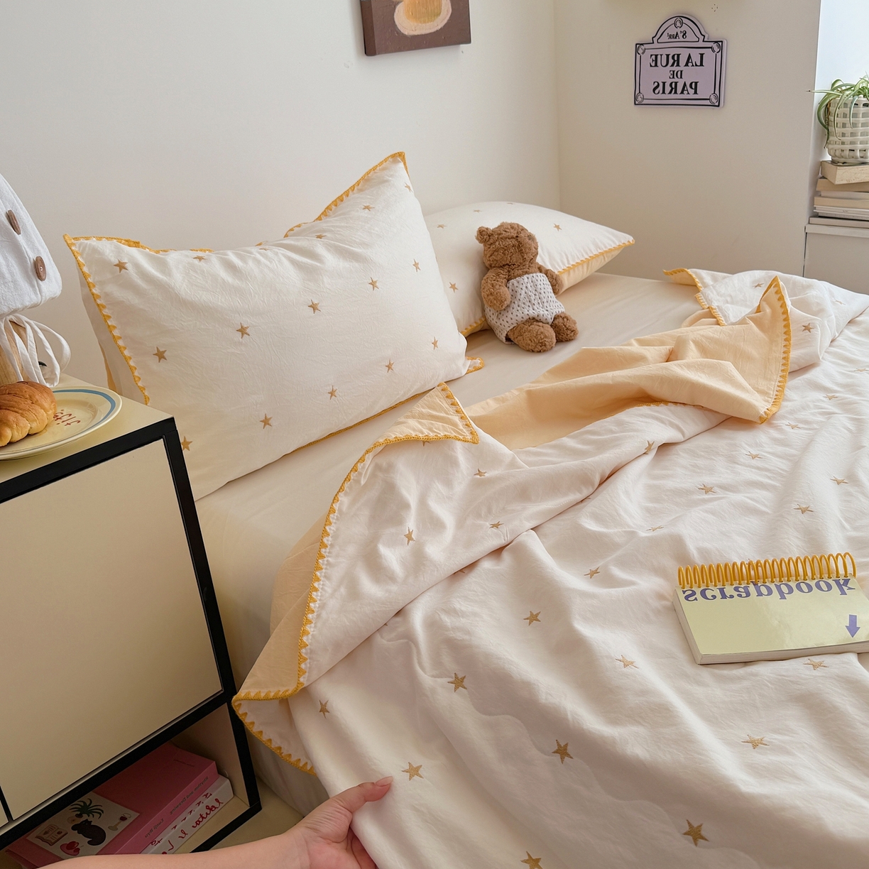 91家纺网 家纺一手货源 找家纺 顾里家纺 2026新款韩风刺绣云朵棉夏被夏凉被空调被 星岛黄