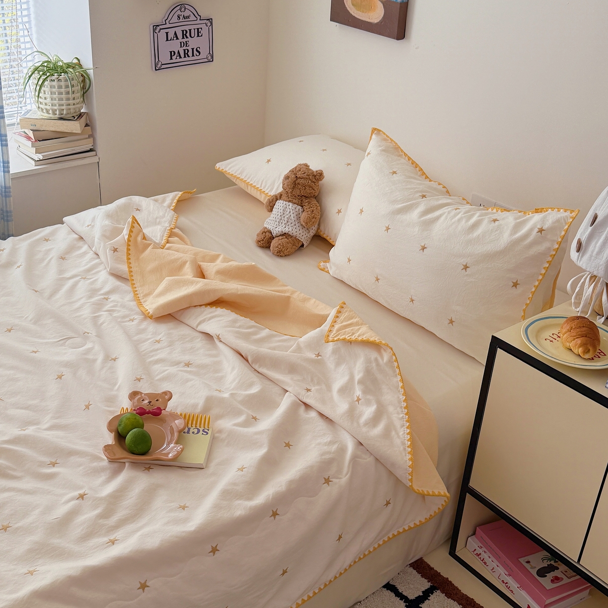 91家纺网 家纺一手货源 找家纺 顾里家纺 2026新款韩风刺绣云朵棉夏被夏凉被空调被 星岛黄