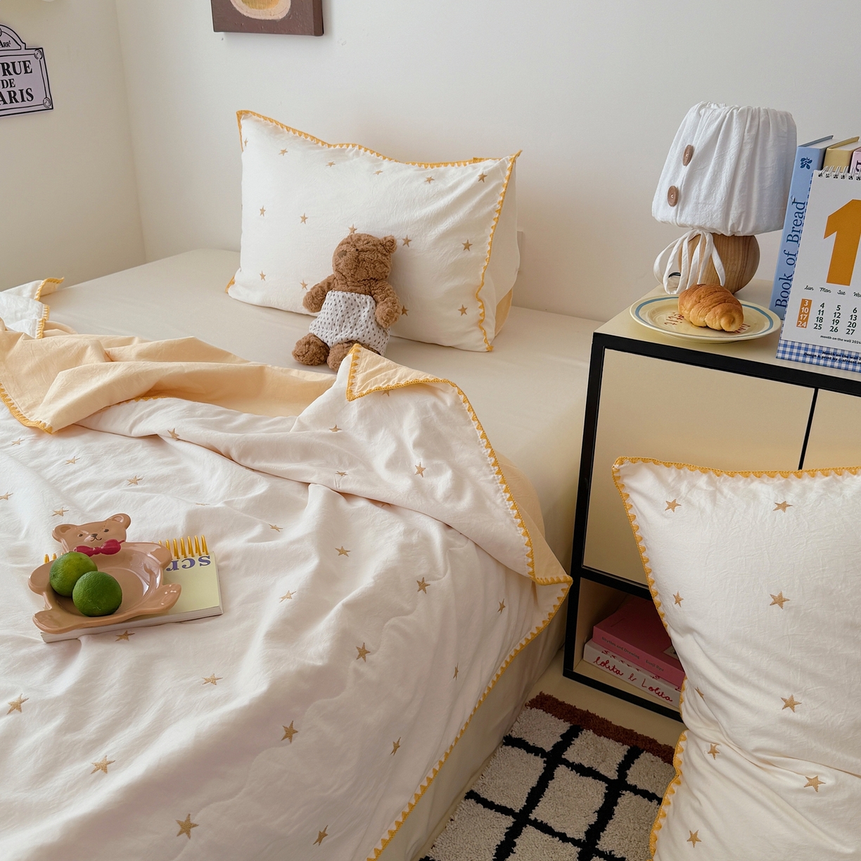 91家纺网 家纺一手货源 找家纺 顾里家纺 2026新款韩风刺绣云朵棉夏被夏凉被空调被 星岛黄