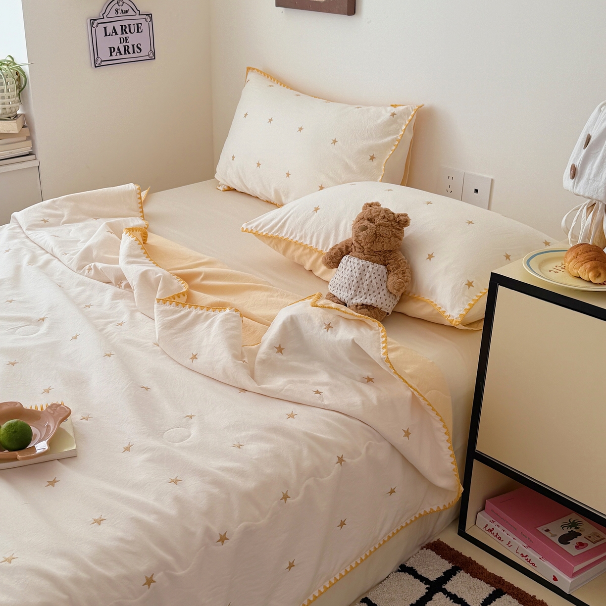 91家纺网 家纺一手货源 找家纺 顾里家纺 2026新款韩风刺绣云朵棉夏被夏凉被空调被 星岛黄