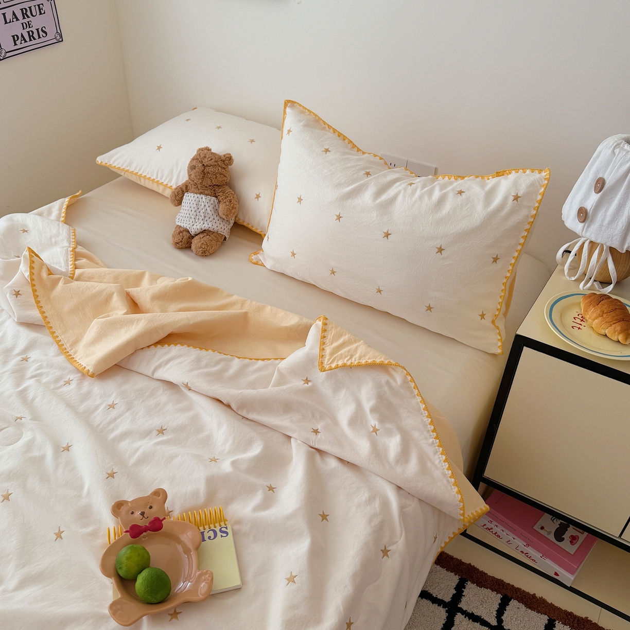 91家纺网 家纺一手货源 找家纺 顾里家纺 2026新款韩风刺绣云朵棉夏被夏凉被空调被 星岛黄