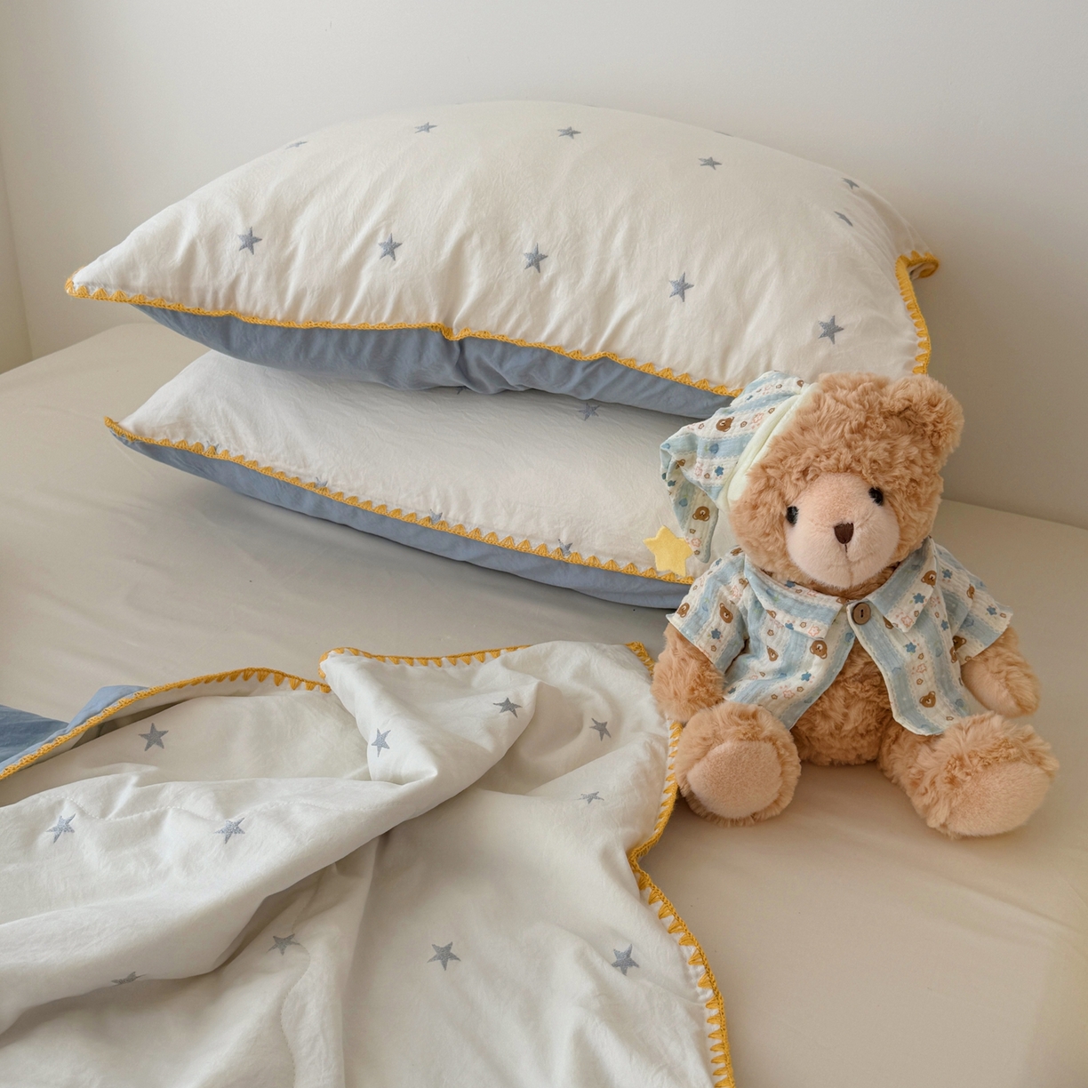 91家纺网 家纺一手货源 找家纺 顾里家纺 2026新款韩风刺绣云朵棉夏被夏凉被空调被 星岛灰