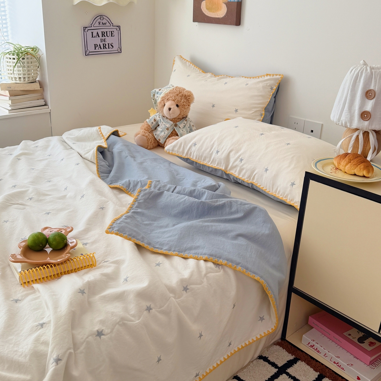 91家纺网 家纺一手货源 找家纺 顾里家纺 2026新款韩风刺绣云朵棉夏被夏凉被空调被 星岛灰