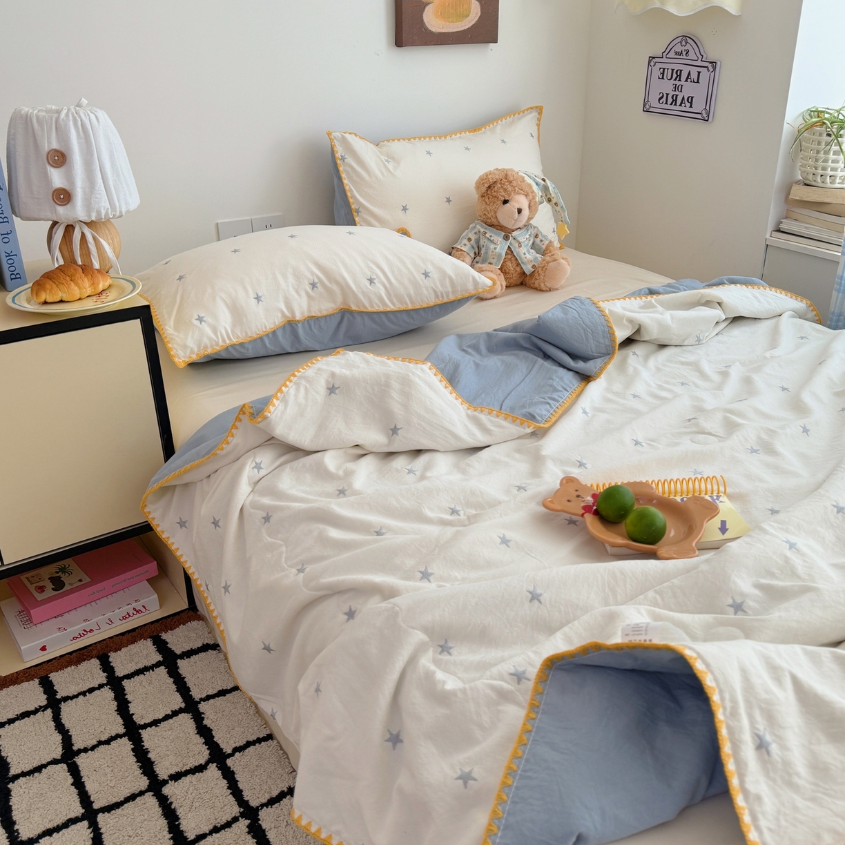 91家纺网 家纺一手货源 找家纺 顾里家纺 2026新款韩风刺绣云朵棉夏被夏凉被空调被 星岛灰