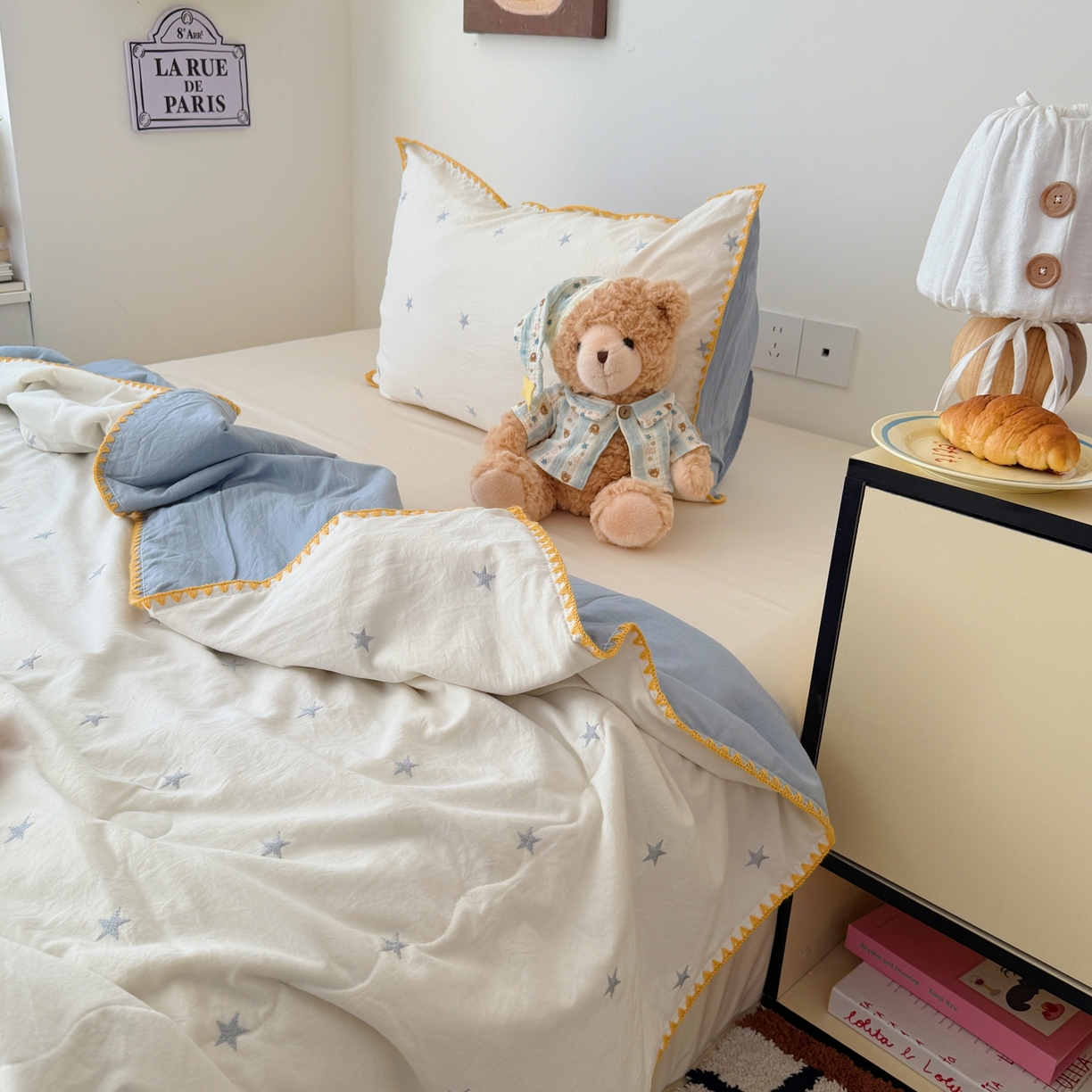 91家纺网 家纺一手货源 找家纺 顾里家纺 2026新款韩风刺绣云朵棉夏被夏凉被空调被 星岛灰