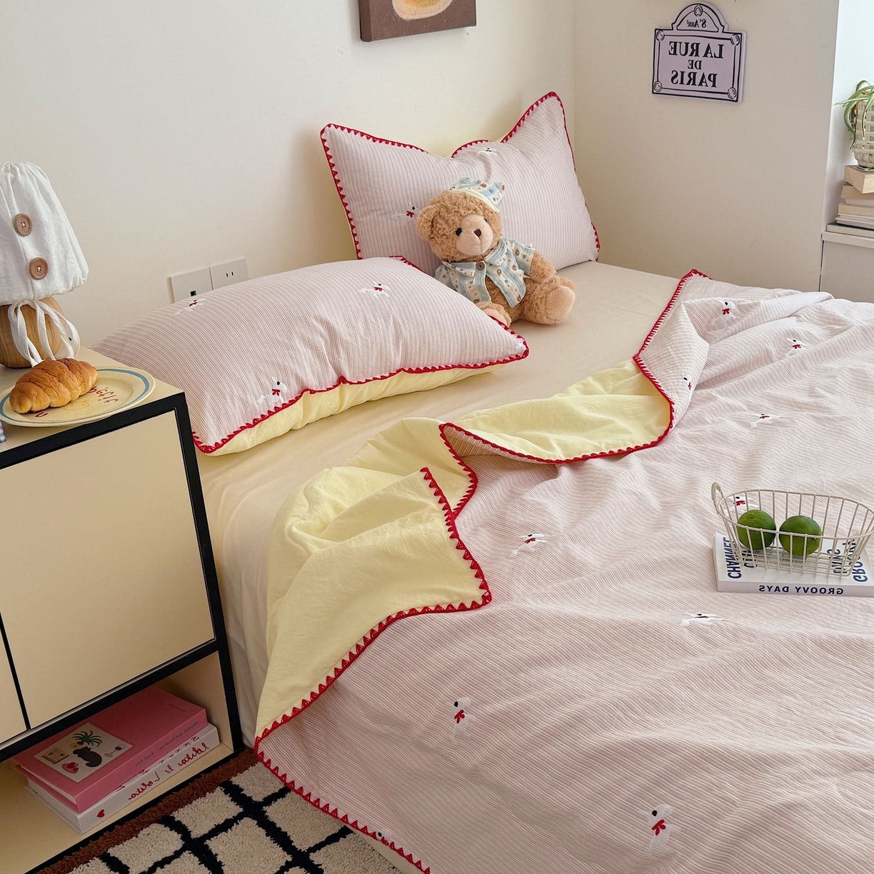 91家纺网 家纺一手货源 找家纺 顾里家纺 2026新款韩风刺绣云朵棉夏被夏凉被空调被 芝心马