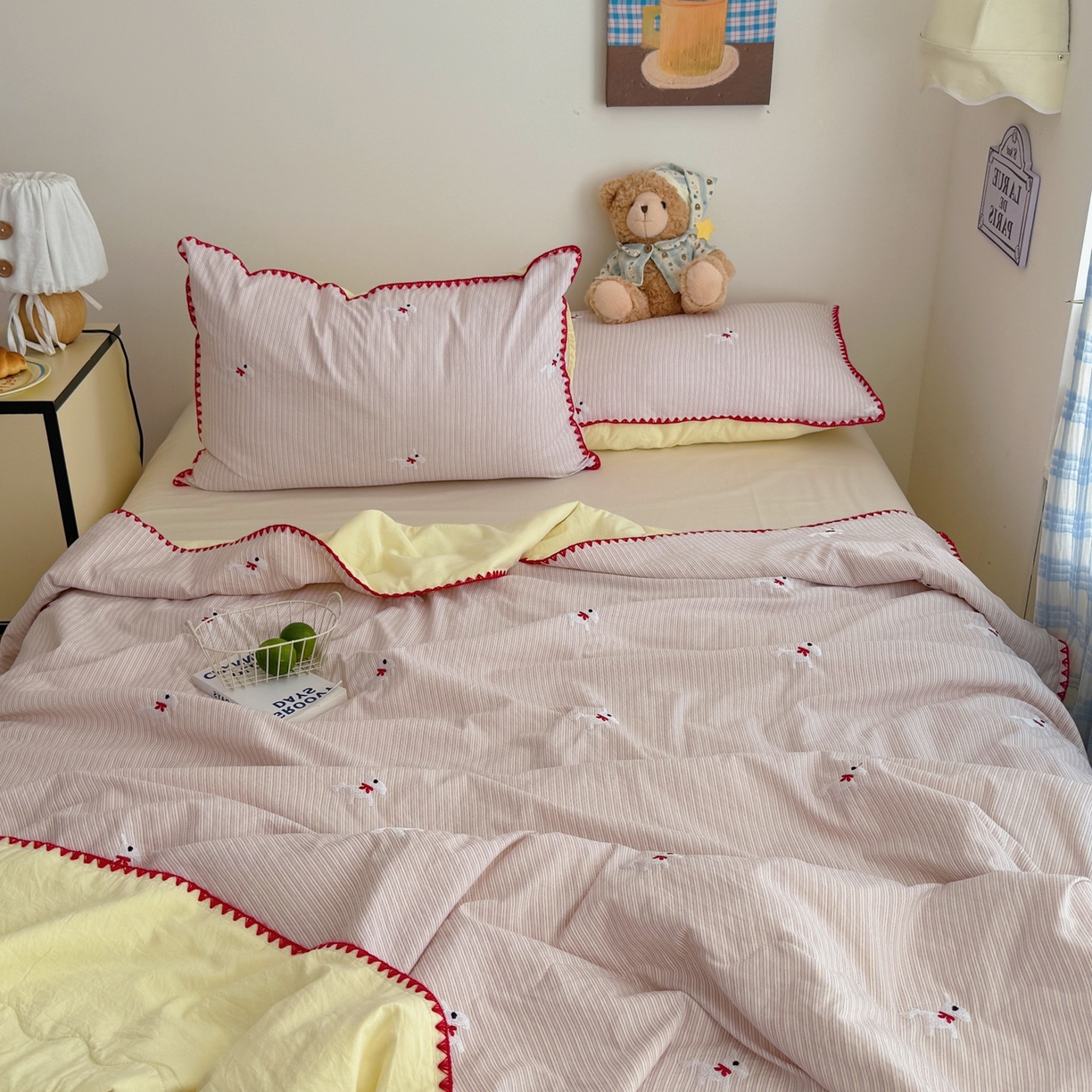 91家纺网 家纺一手货源 找家纺 顾里家纺 2026新款韩风刺绣云朵棉夏被夏凉被空调被 芝心马