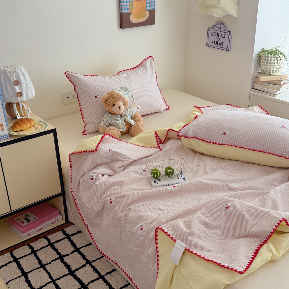 91家纺网 家纺一手货源 找家纺 顾里家纺 2026新款韩风刺绣云朵棉夏被夏凉被空调被 芝心马