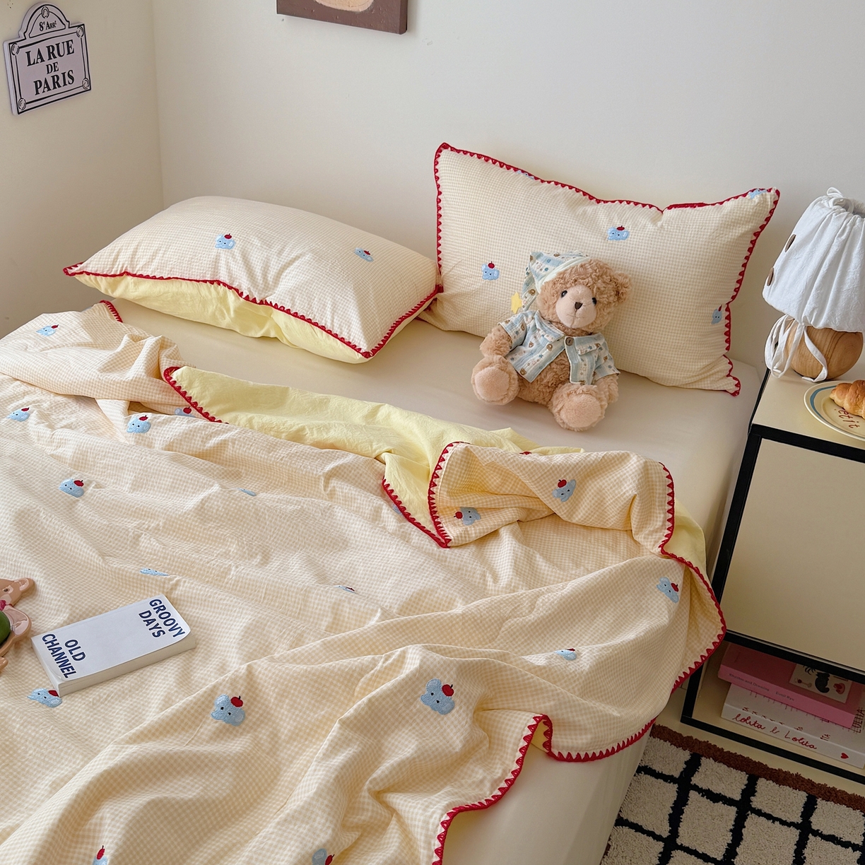 91家纺网 家纺一手货源 找家纺 顾里家纺 2026新款韩风刺绣云朵棉夏被夏凉被空调被 治愈小象