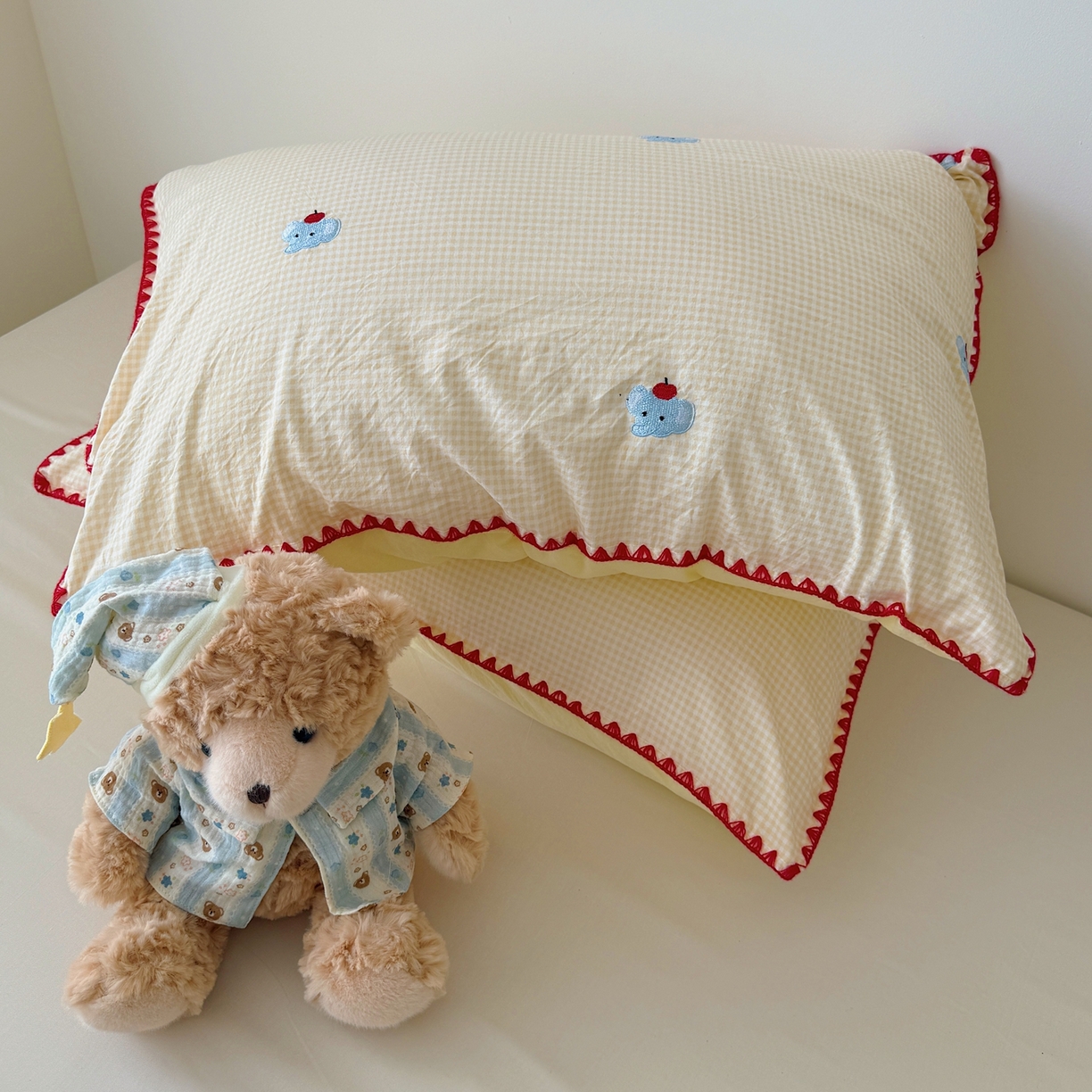 91家纺网 家纺一手货源 找家纺 顾里家纺 2026新款韩风刺绣云朵棉夏被夏凉被空调被 治愈小象