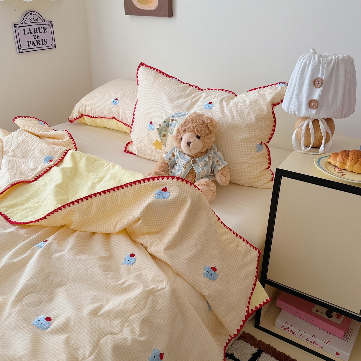 91家纺网 家纺一手货源 找家纺 顾里家纺 2026新款韩风刺绣云朵棉夏被夏凉被空调被 治愈小象