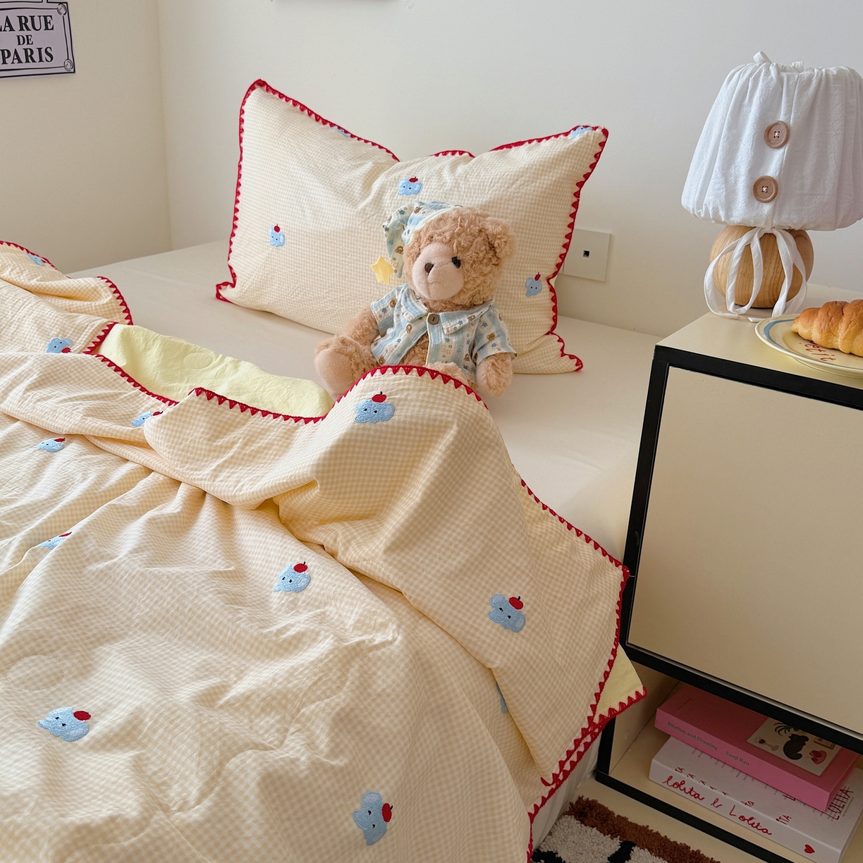 91家纺网 家纺一手货源 找家纺 顾里家纺 2026新款韩风刺绣云朵棉夏被夏凉被空调被 治愈小象