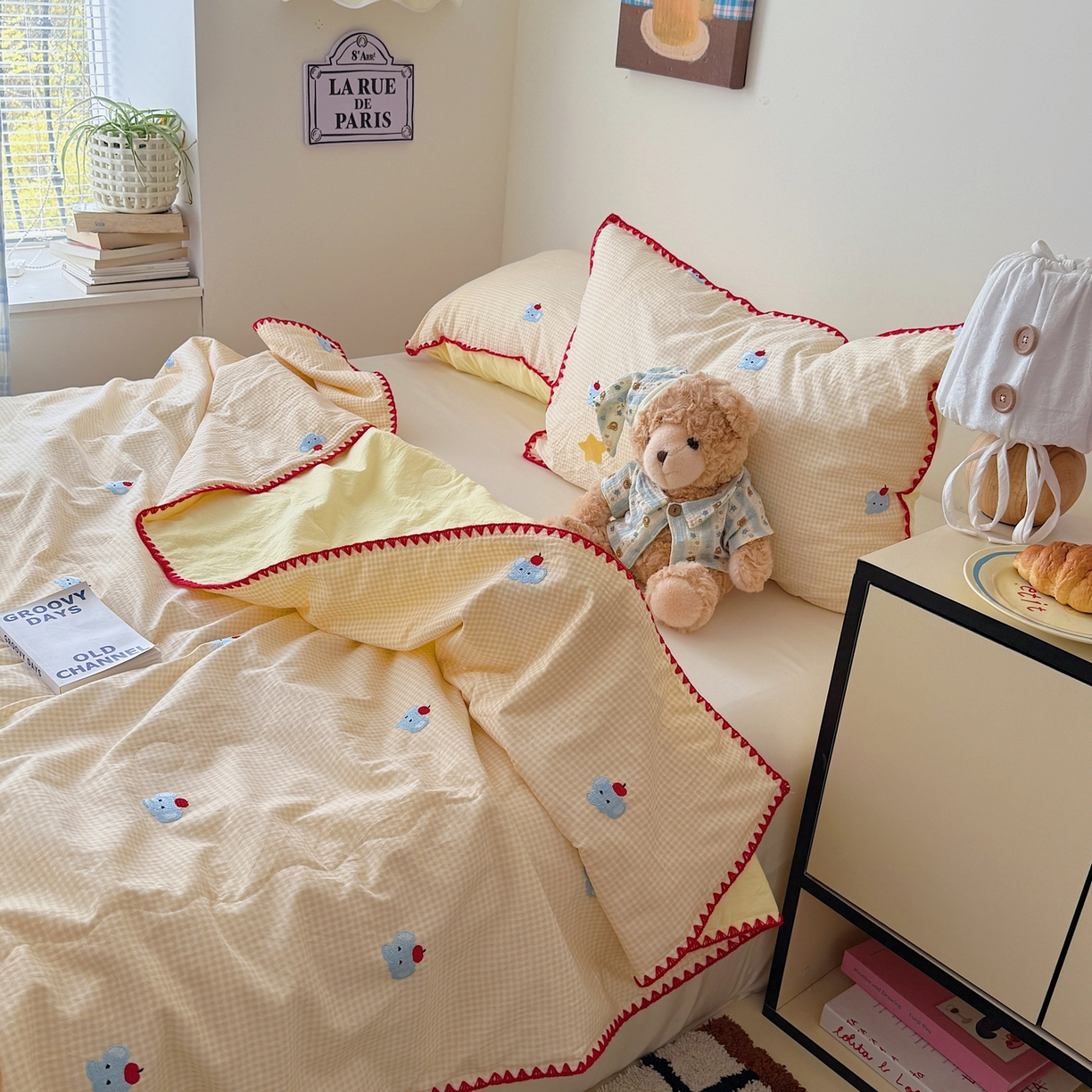 91家纺网 家纺一手货源 找家纺 顾里家纺 2026新款韩风刺绣云朵棉夏被夏凉被空调被 治愈小象