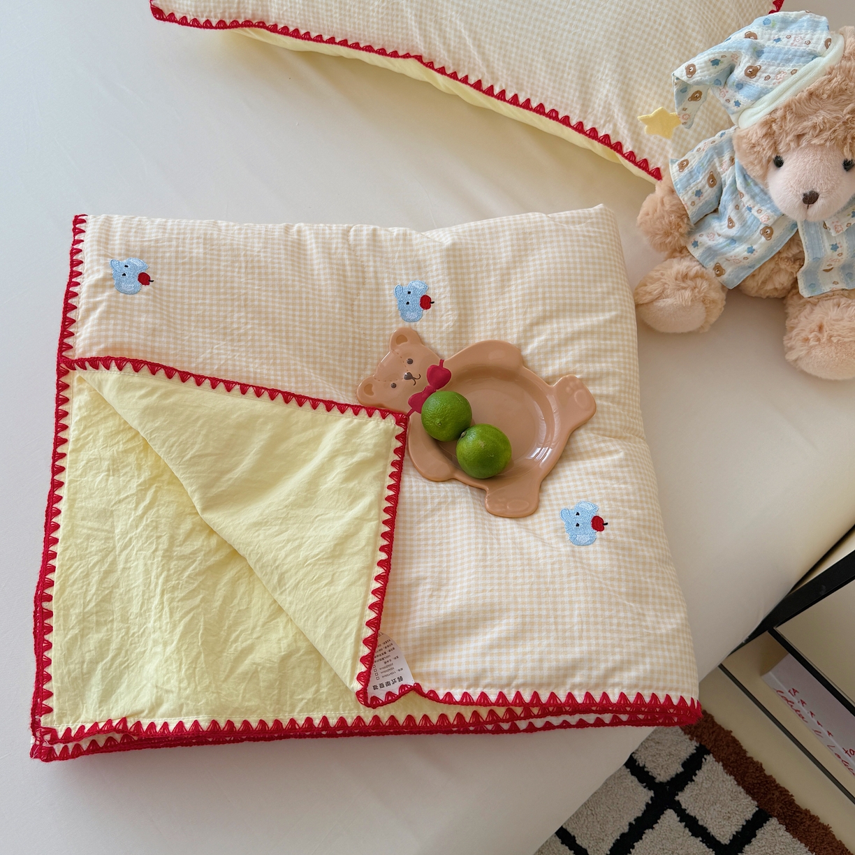 91家纺网 家纺一手货源 找家纺 顾里家纺 2026新款韩风刺绣云朵棉夏被夏凉被空调被 治愈小象