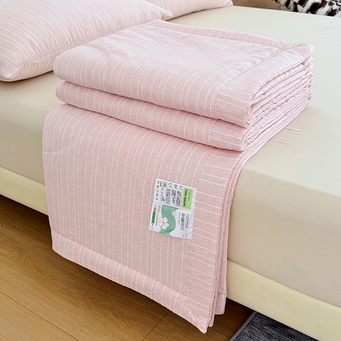 家贝爱 2026新款色织提花新疆棉棉花夏被夏凉被空调被 流光粉