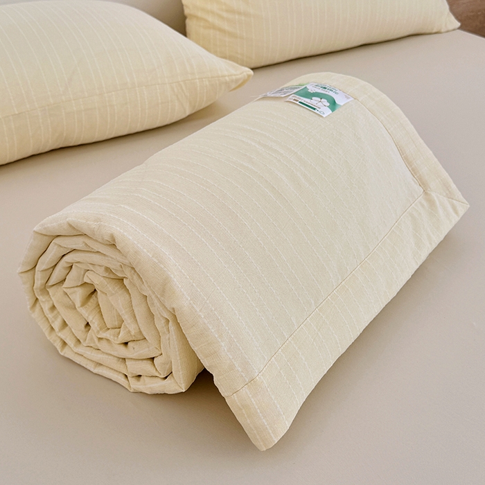 91家纺网 家纺一手货源 找家纺 家贝爱 2026新款色织提花新疆棉棉花夏被夏凉被空调被 流光黄