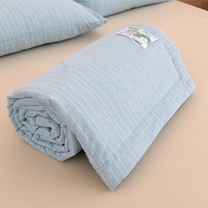 91家纺网 家纺一手货源 找家纺 家贝爱 2026新款色织提花新疆棉棉花夏被夏凉被空调被 流光蓝