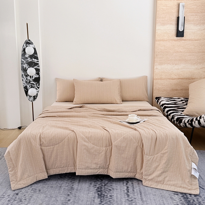 91家纺网 家纺一手货源 找家纺 家贝爱 2026新款色织提花新疆棉棉花夏被夏凉被空调被 流光咖