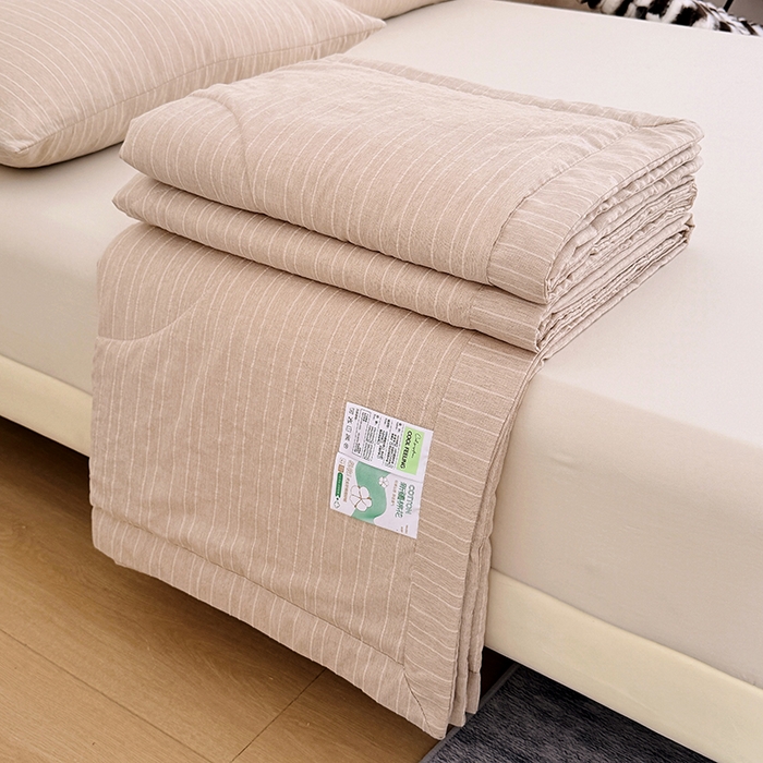 家贝爱 2026新款色织提花新疆棉棉花夏被夏凉被空调被 流光咖