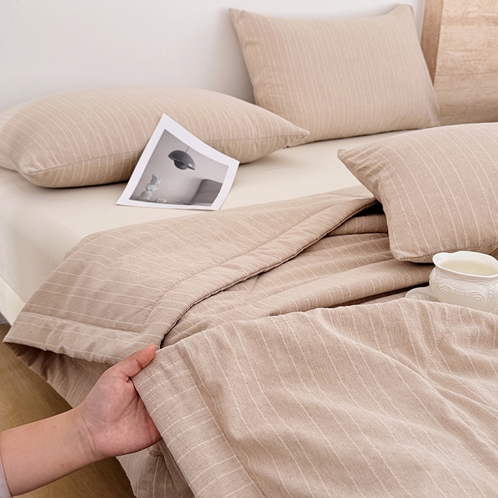 91家纺网 家纺一手货源 找家纺 家贝爱 2026新款色织提花新疆棉棉花夏被夏凉被空调被 流光咖