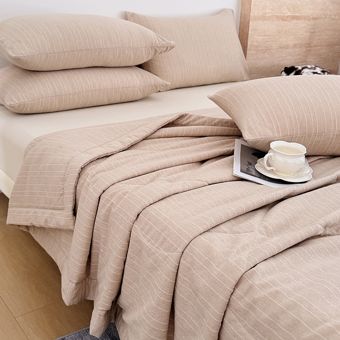 91家纺网 家纺一手货源 找家纺 家贝爱 2026新款色织提花新疆棉棉花夏被夏凉被空调被 流光咖