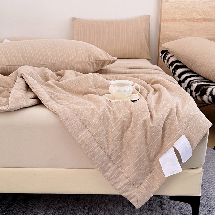 91家纺网 家纺一手货源 找家纺 家贝爱 2026新款色织提花新疆棉棉花夏被夏凉被空调被 流光咖