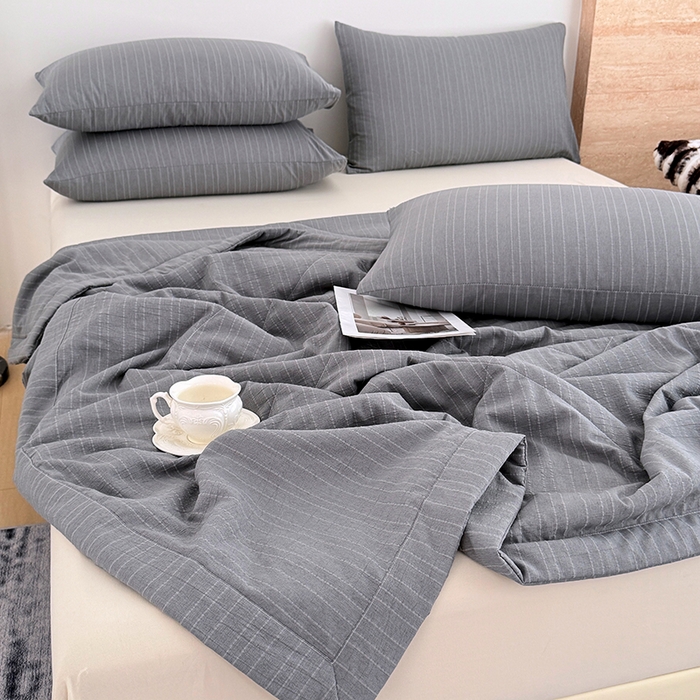 91家纺网 家纺一手货源 找家纺 家贝爱 2026新款色织提花新疆棉棉花夏被夏凉被空调被 流光深灰