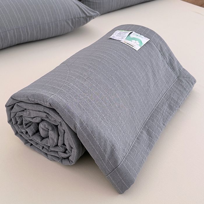91家纺网 家纺一手货源 找家纺 家贝爱 2026新款色织提花新疆棉棉花夏被夏凉被空调被 流光深灰
