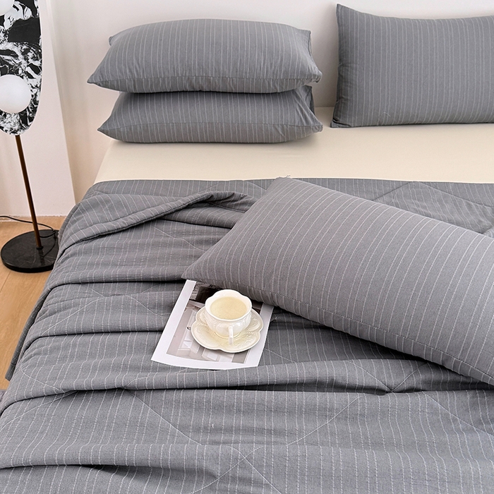 91家纺网 家纺一手货源 找家纺 家贝爱 2026新款色织提花新疆棉棉花夏被夏凉被空调被 流光深灰