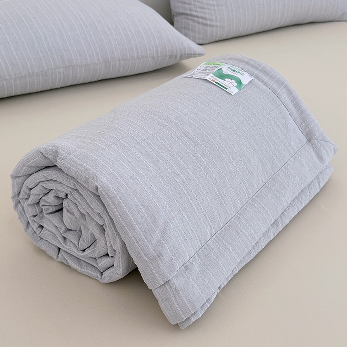 91家纺网 家纺一手货源 找家纺 家贝爱 2026新款色织提花新疆棉棉花夏被夏凉被空调被 流光浅灰