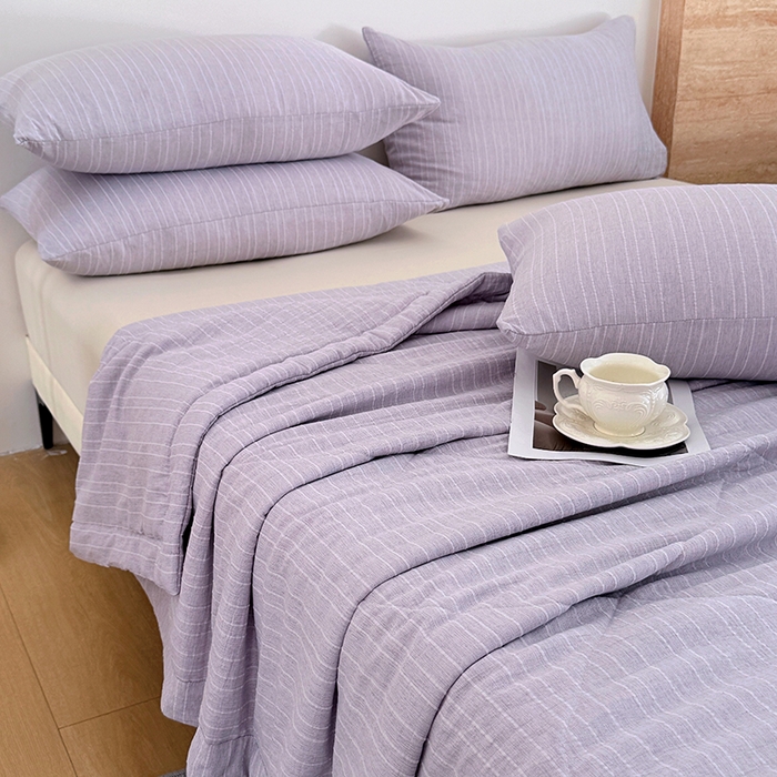 91家纺网 家纺一手货源 找家纺 家贝爱 2026新款色织提花新疆棉棉花夏被夏凉被空调被 流光紫