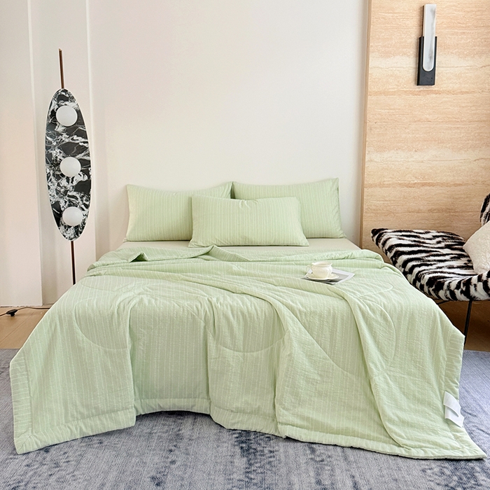 91家纺网 家纺一手货源 找家纺 家贝爱 2026新款色织提花新疆棉棉花夏被夏凉被空调被 流光绿