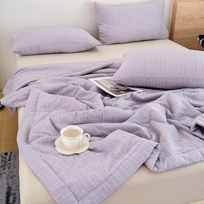 91家纺网 家纺一手货源 找家纺 家贝爱 2026新款色织提花新疆棉棉花夏被夏凉被空调被 流光紫